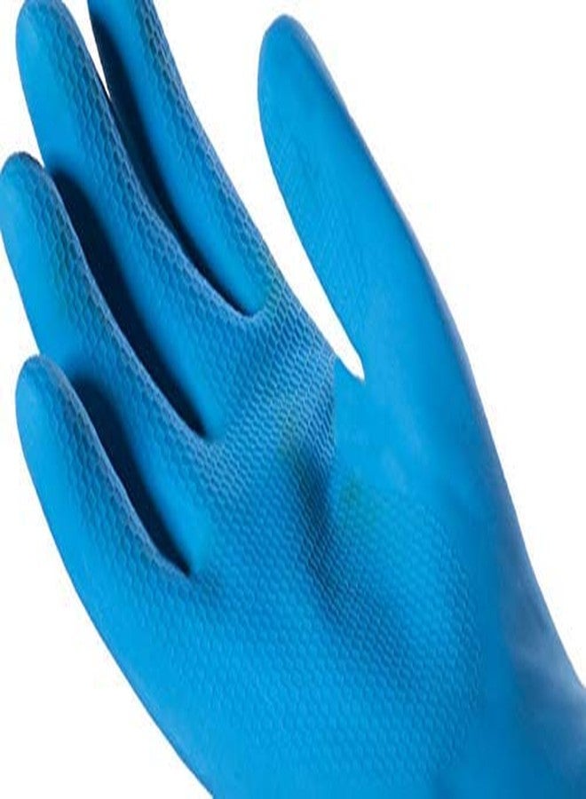 RBGIIT Seebuy Heavy Duty Reusable Industrial Use Rubber Gloves/Ideal for Construction Material Handling Janitorial Activities Home Kitchen Bathroom Cleaning (2 Pair Blue Color) - Image 2